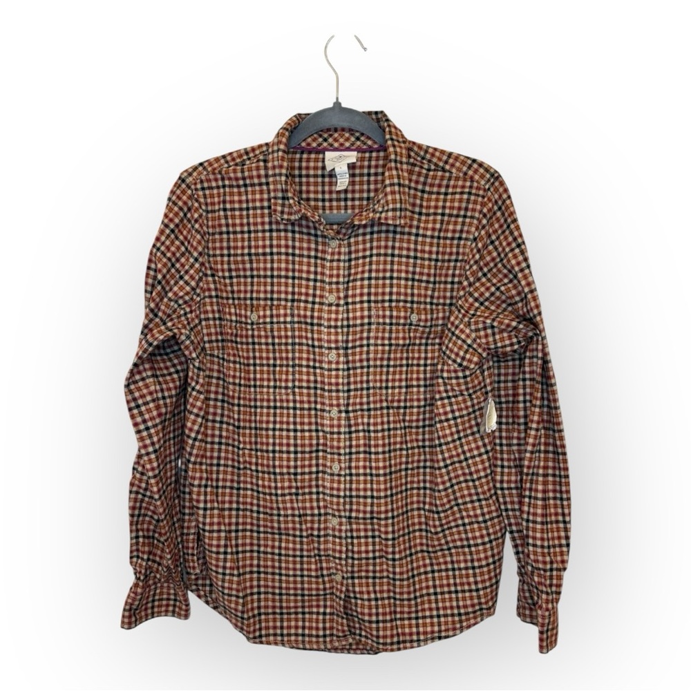 St. John’s Bay Red Plaid Flannel Shirt Classic Preppy Heritage Cotton Large